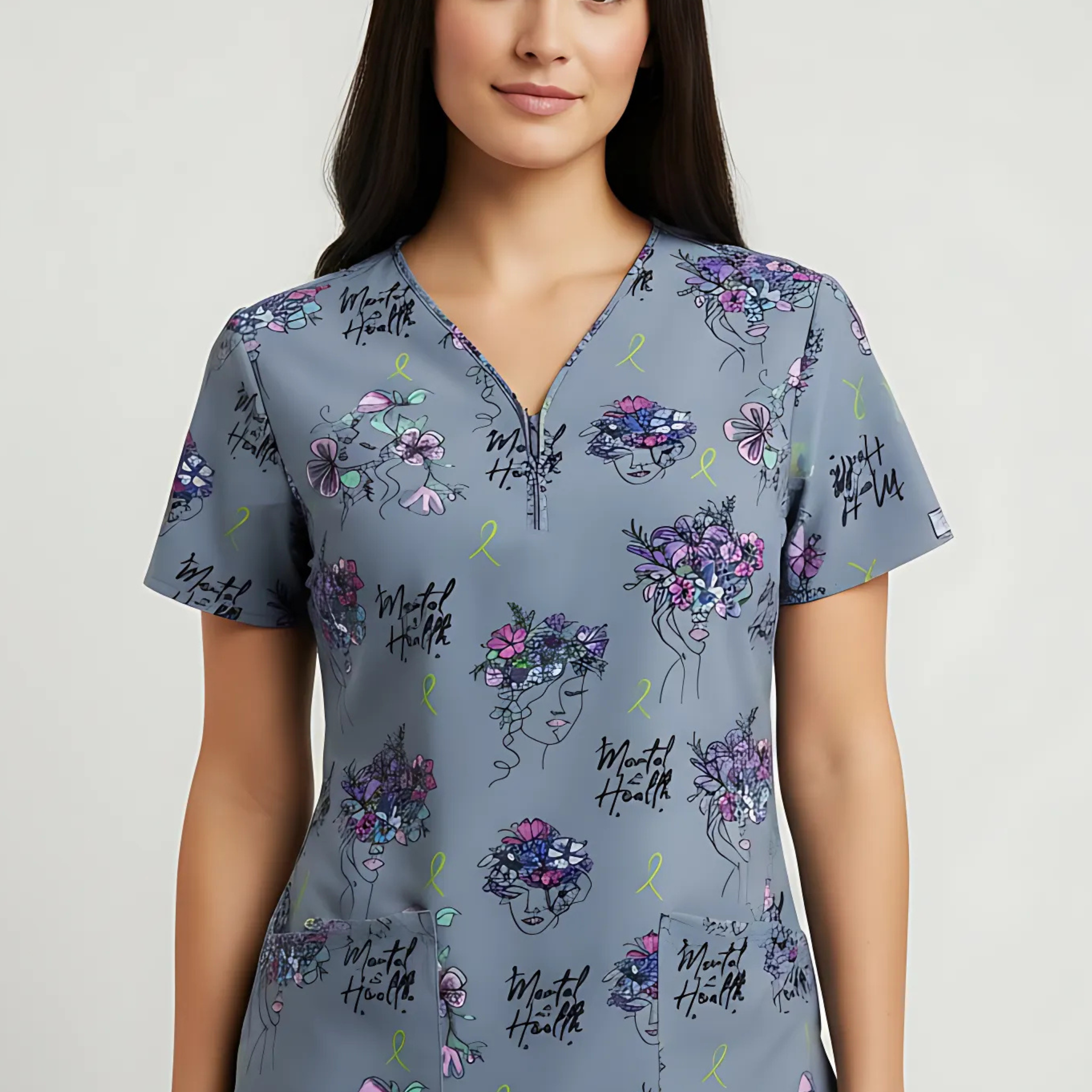 Polera Clínica Estampada Mujer GT 1711GR