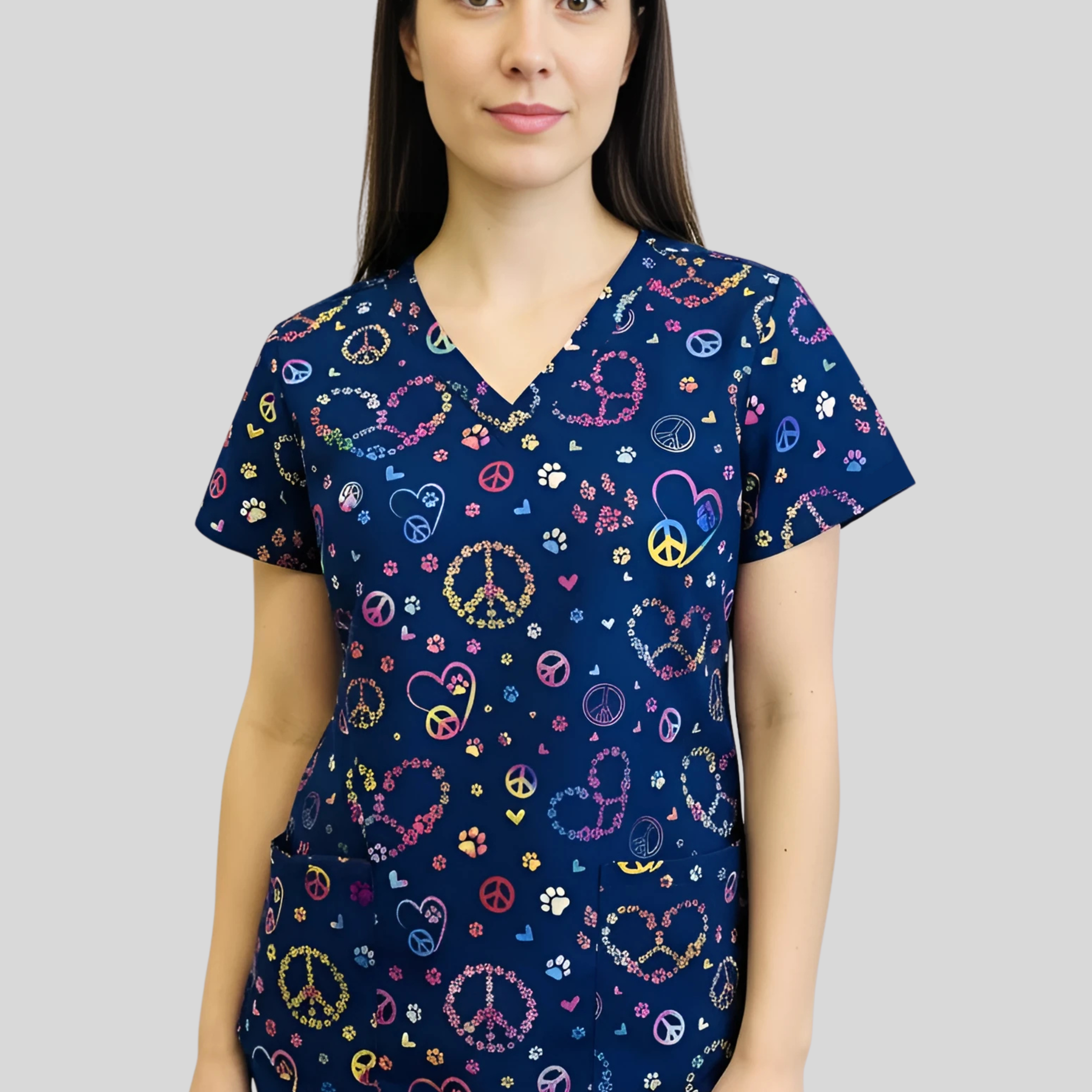 Polera Clínica Estampada Mujer GT 1747NV