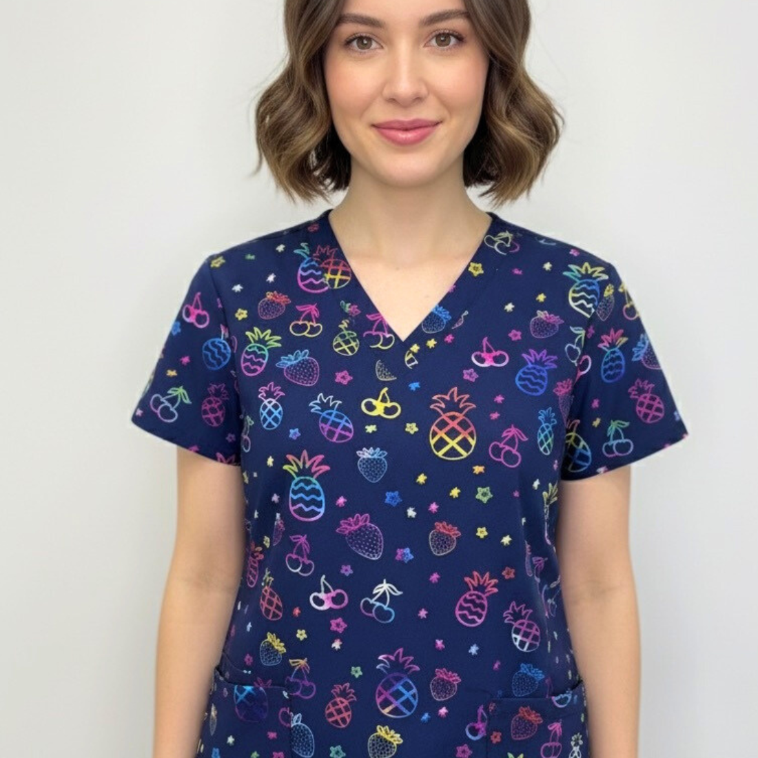 Polera Clínica Estampada Mujer GT 1861NV