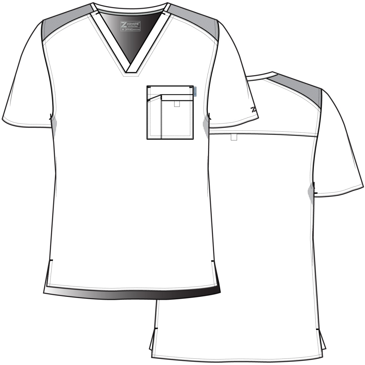 Polera Clínica Hombre Zavaté 1129 Plomo