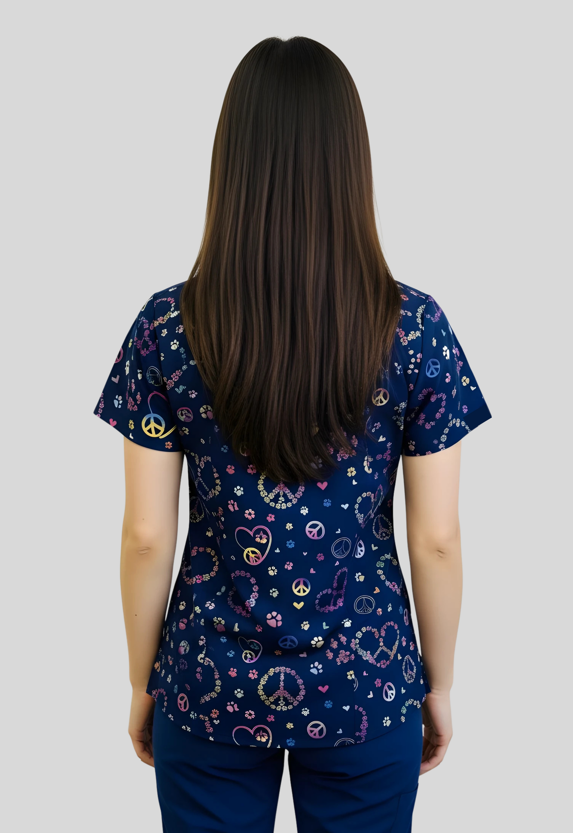 Polera Clínica Estampada Mujer GT 1747NV