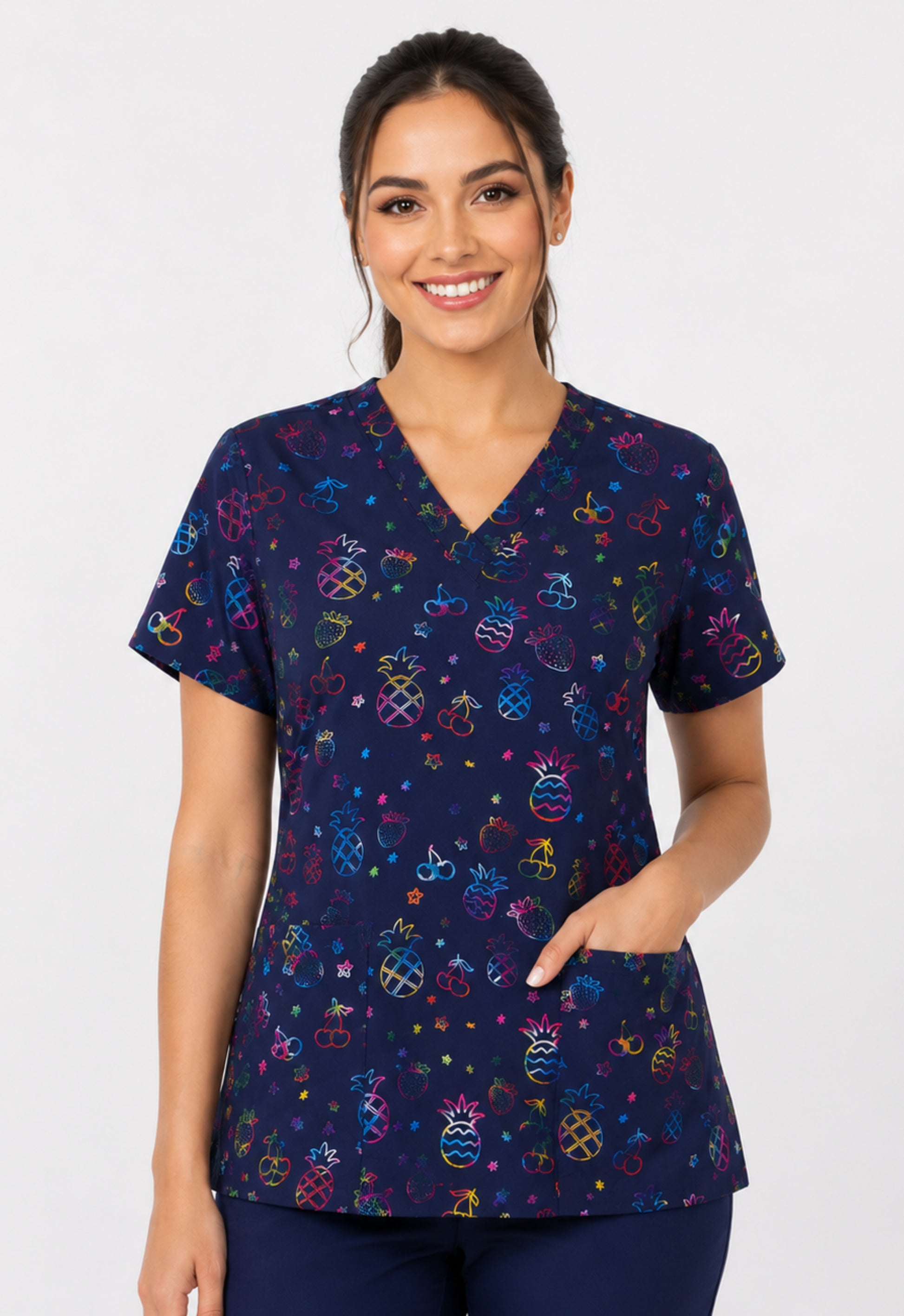 Polera Clínica Estampada Mujer GT 1861NV