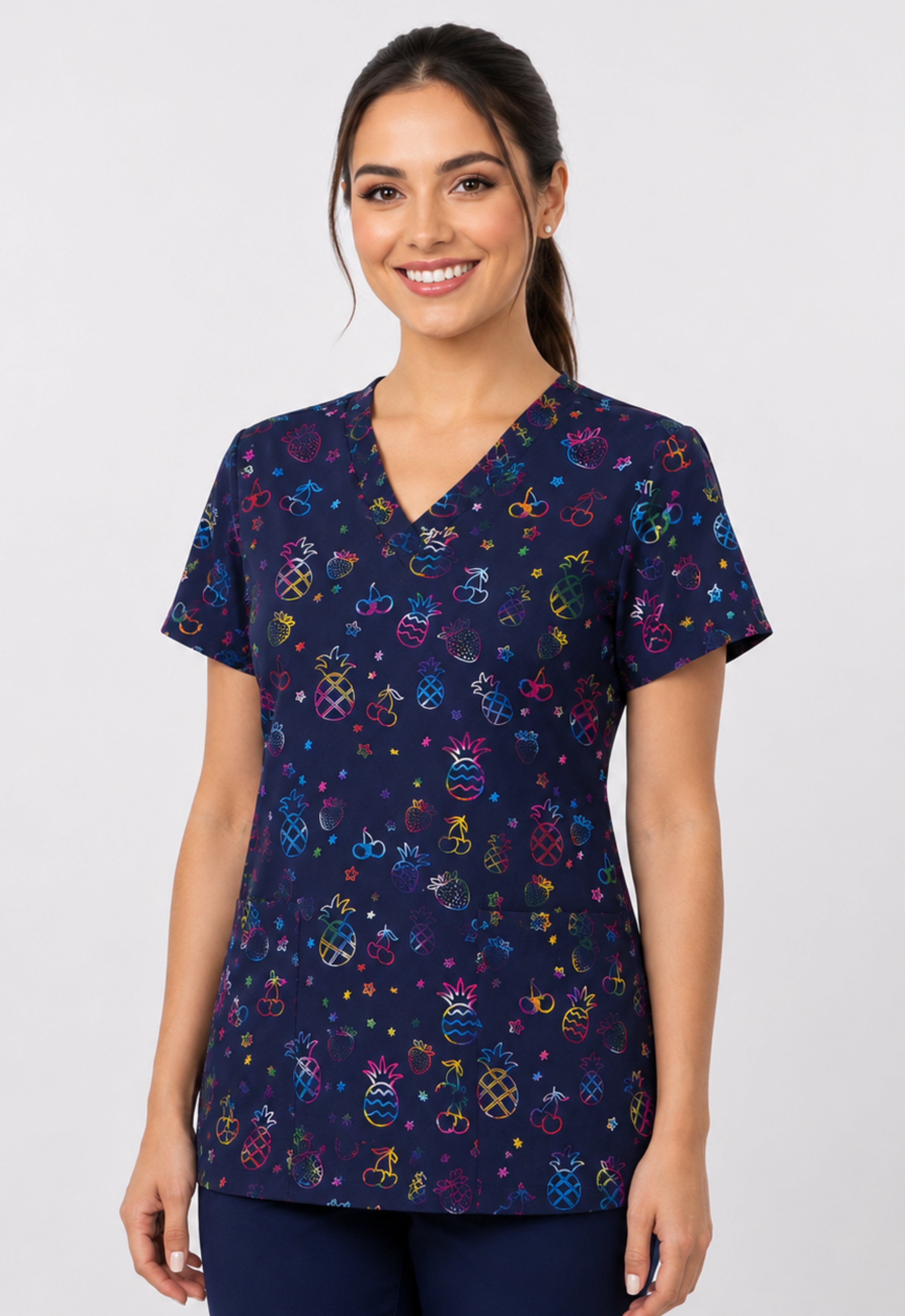 Polera Clínica Estampada Mujer GT 1861NV