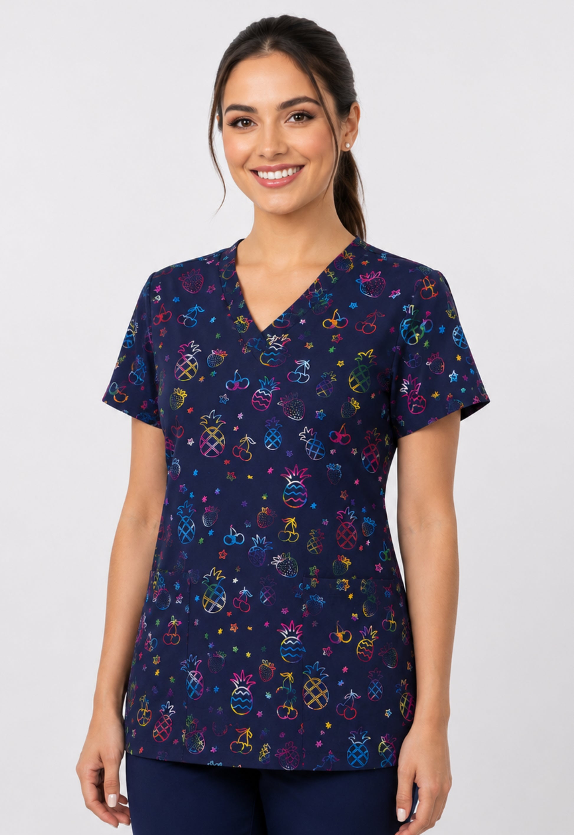 Polera Clínica Estampada Mujer GT 1861NV