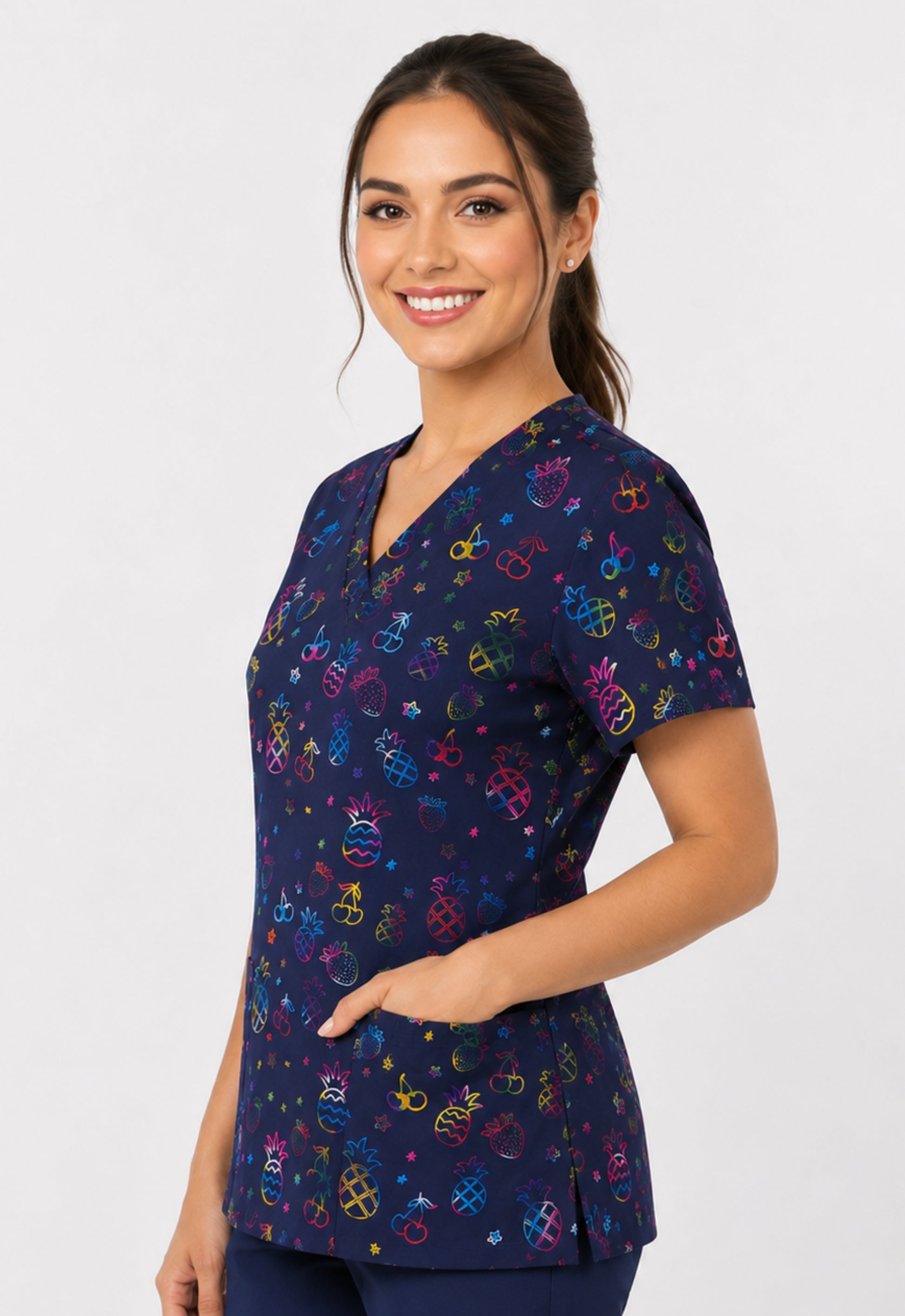 Polera Clínica Estampada Mujer GT 1861NV