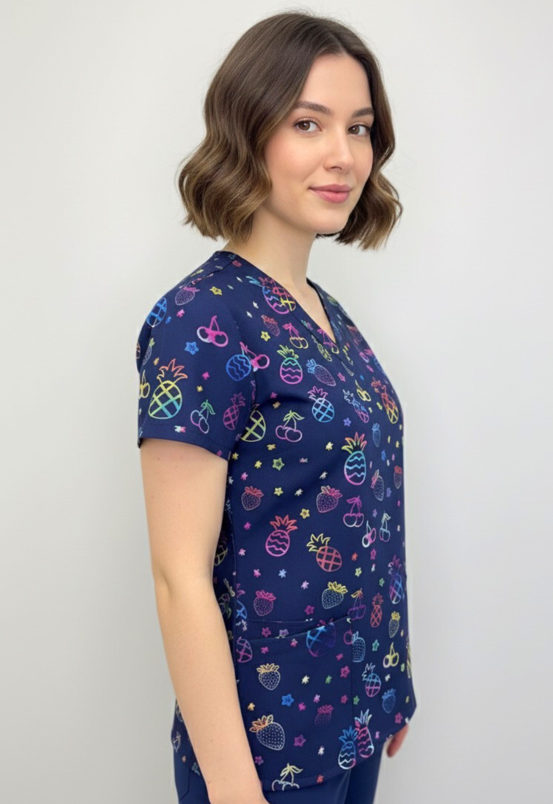 Polera Clínica Estampada Mujer GT 1861NV