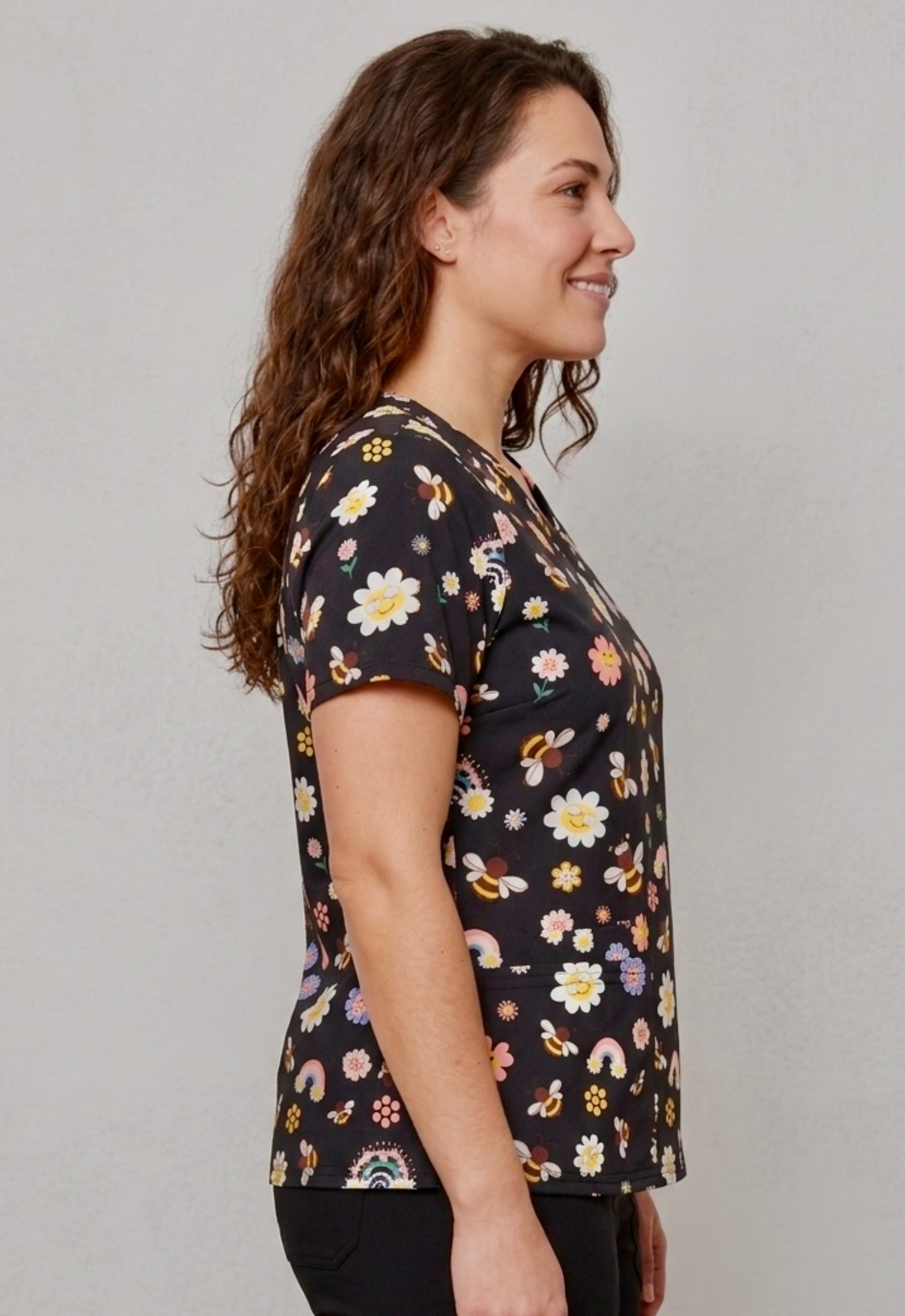 Polera Clínica Estampada Mujer GT 1863BK