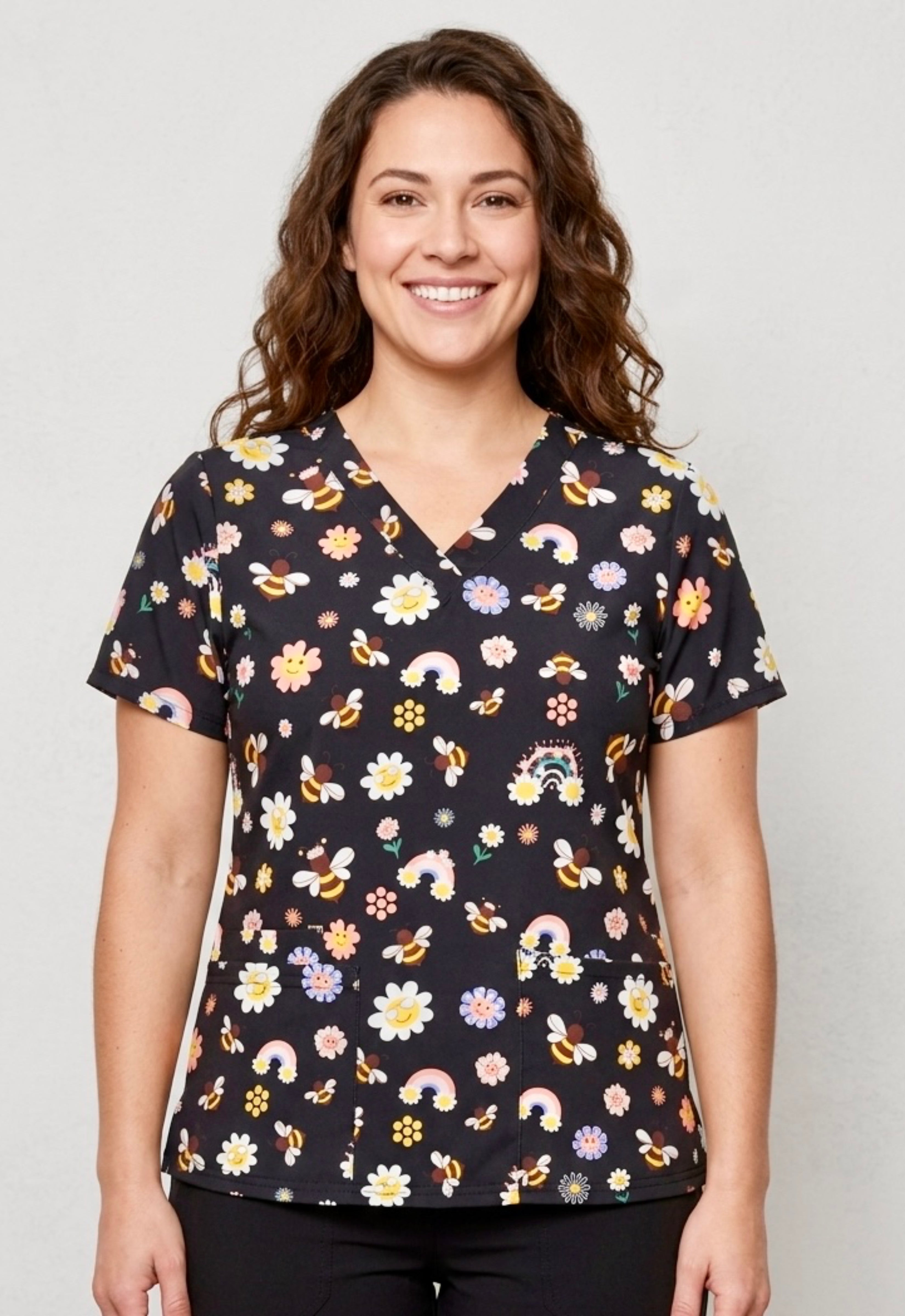 Polera Clínica Estampada Mujer GT 1863BK
