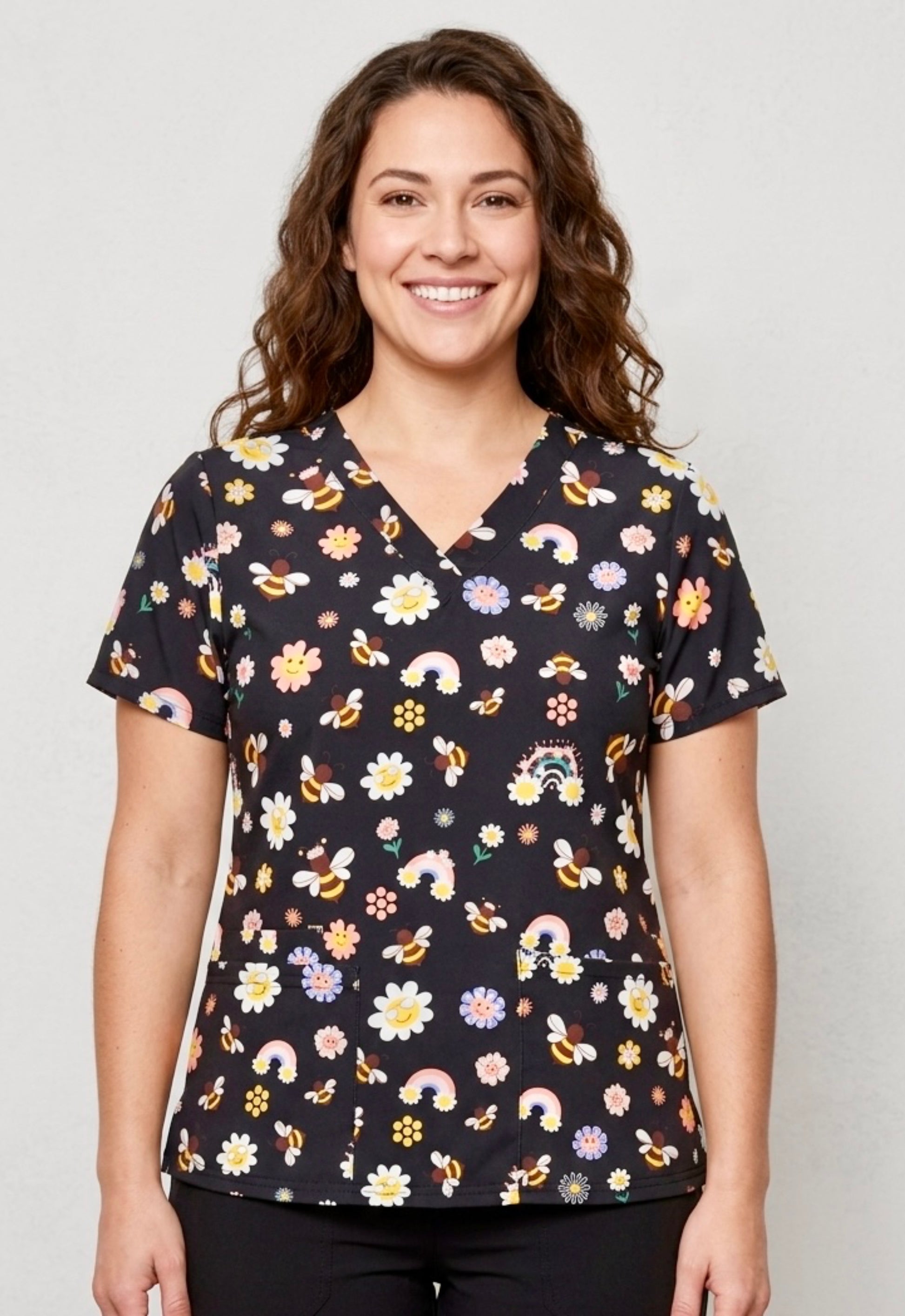 Polera Clínica Estampada Mujer GT 1863BK