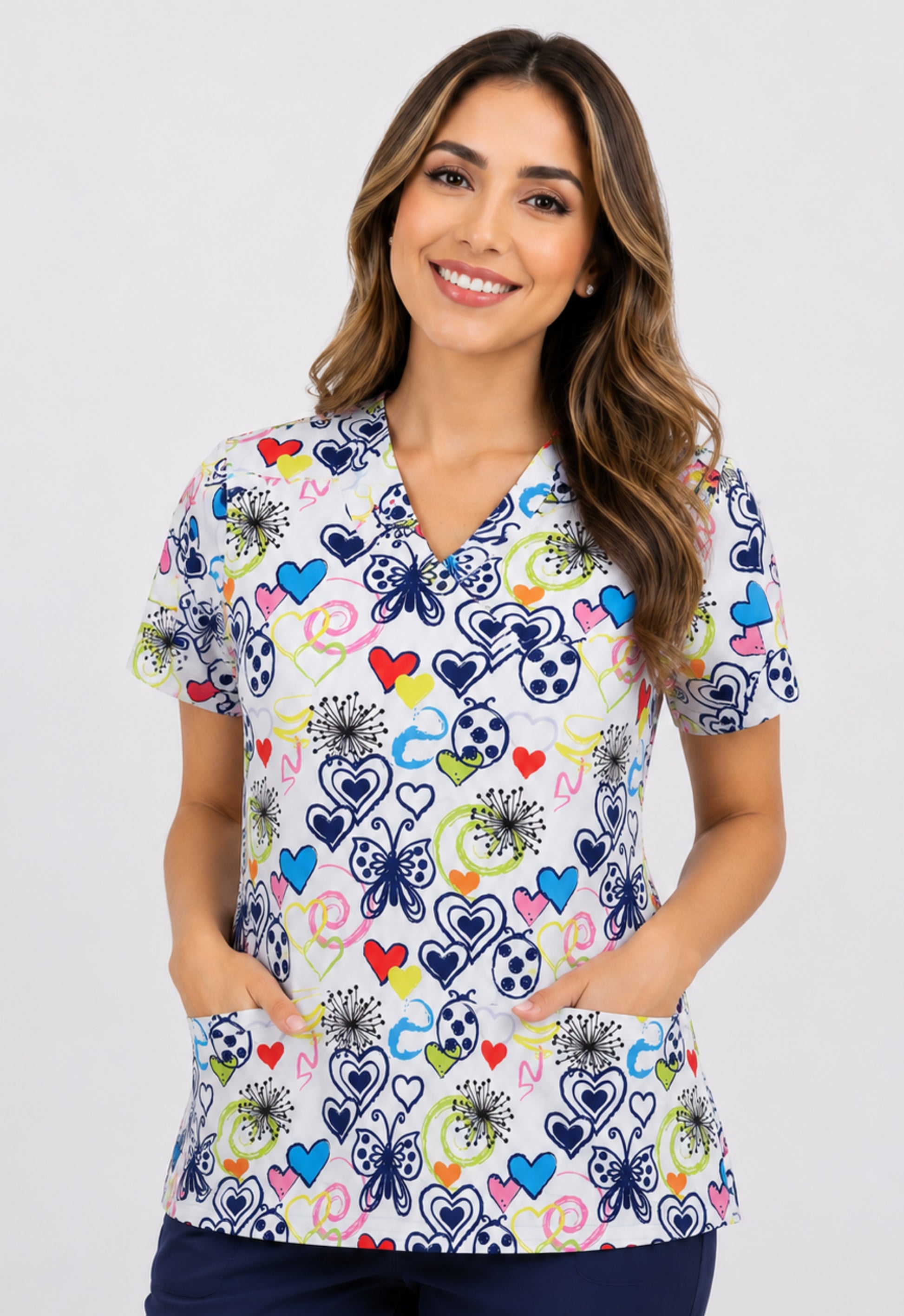 Polera Clínica Estampada Mujer GT 1921WH