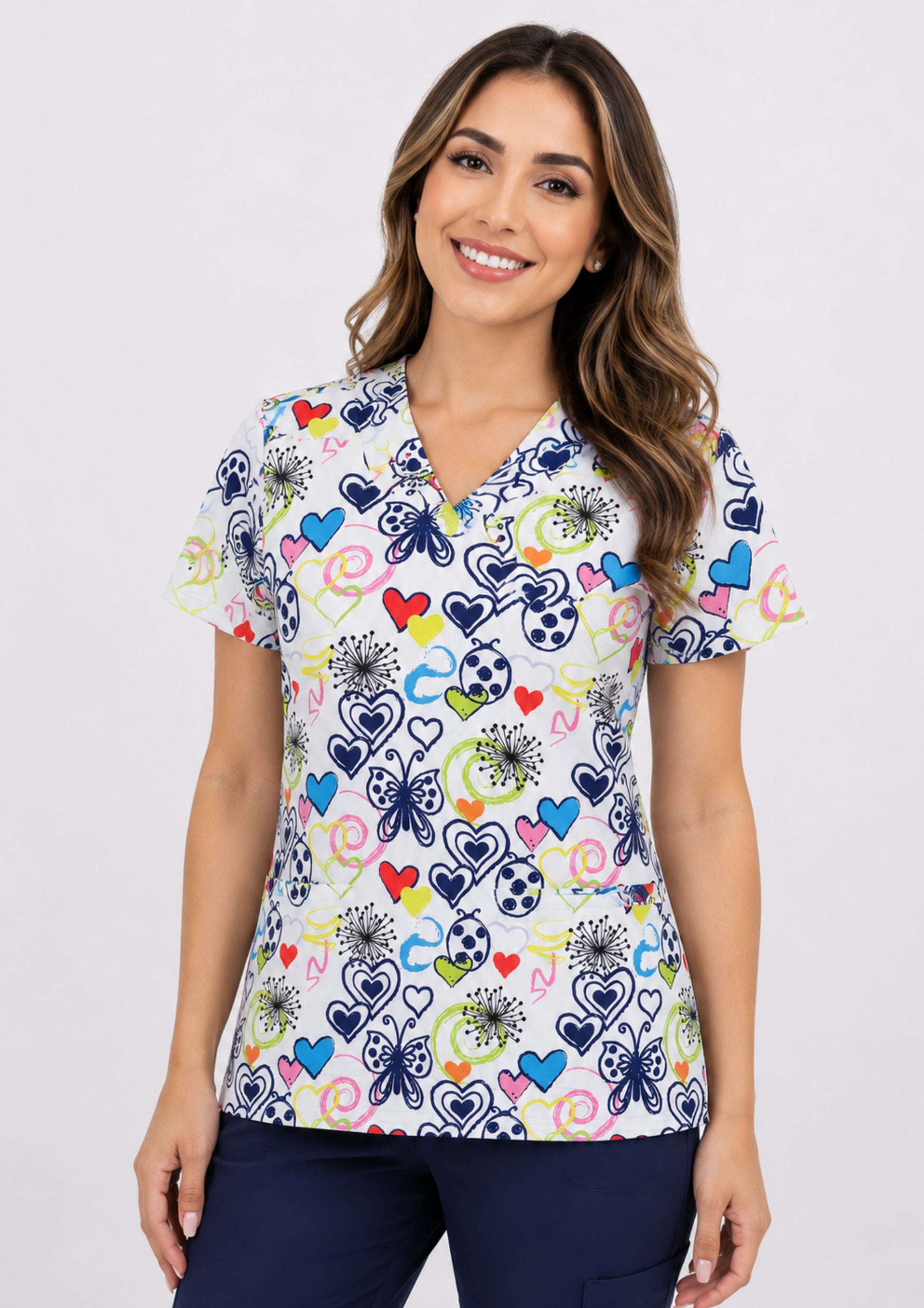 Polera Clínica Estampada Mujer GT 1921WH