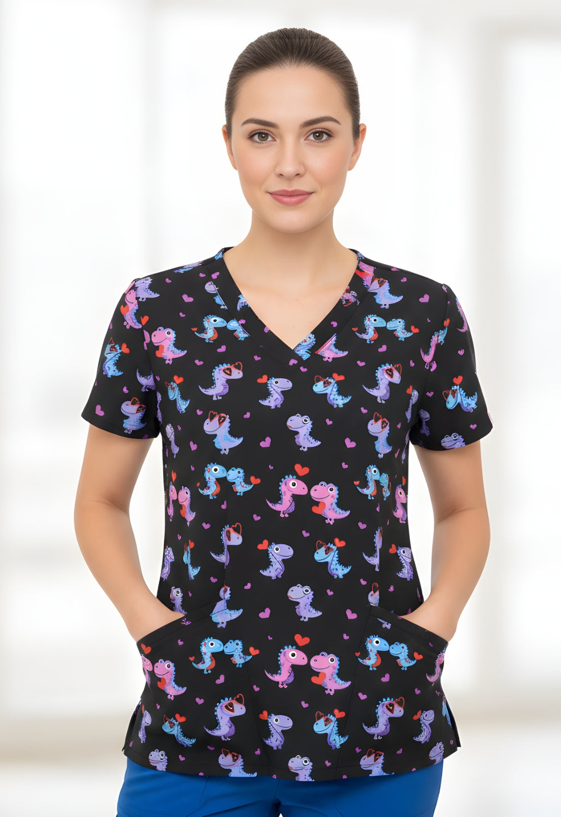 Polera Clínica Estampada Mujer GT 1929BK