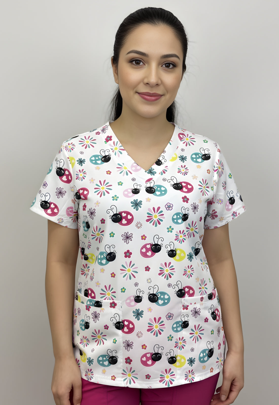 Polera Clínica Estampada Mujer GT 1879WH