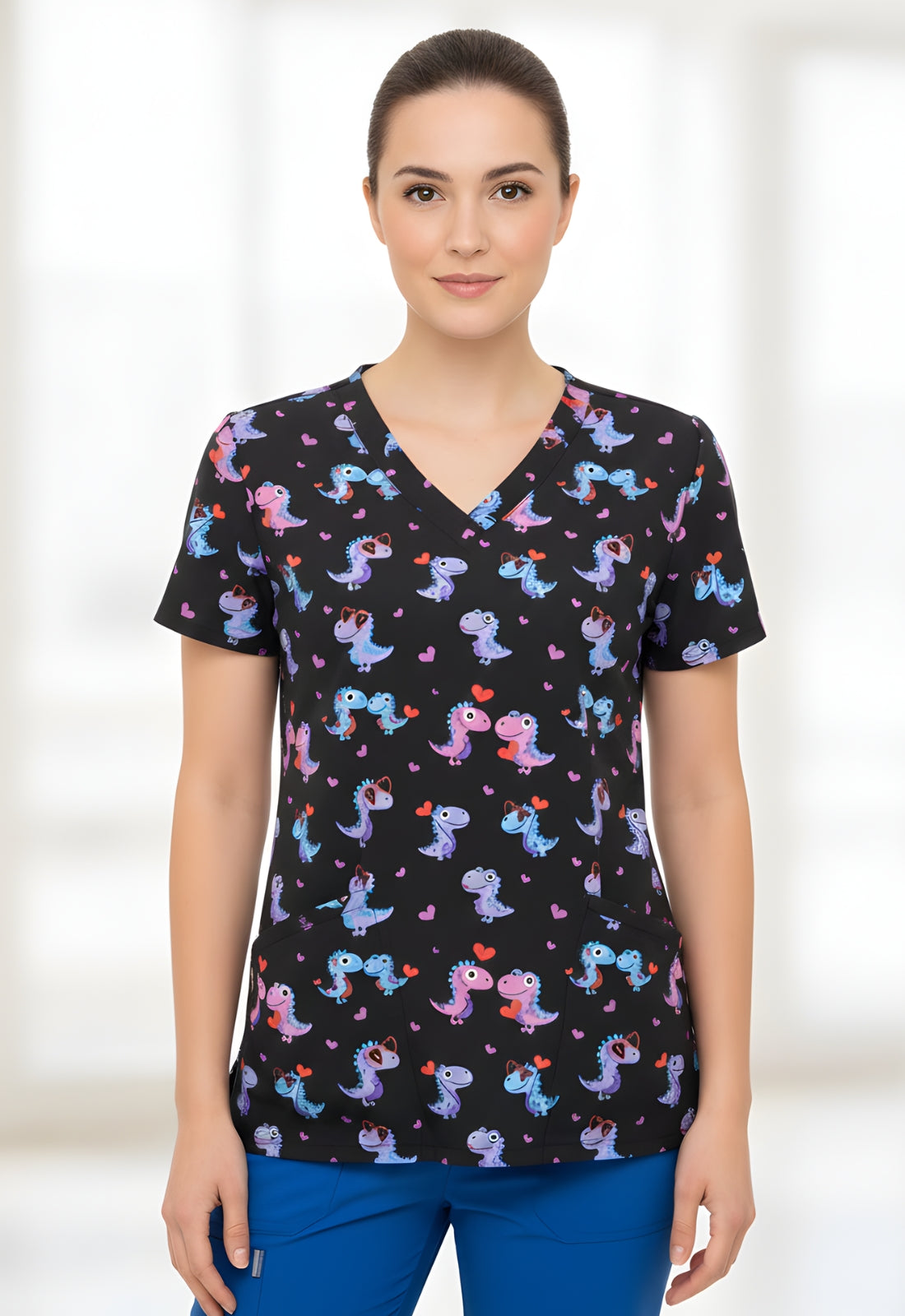 Polera Clínica Estampada Mujer GT 1929BK