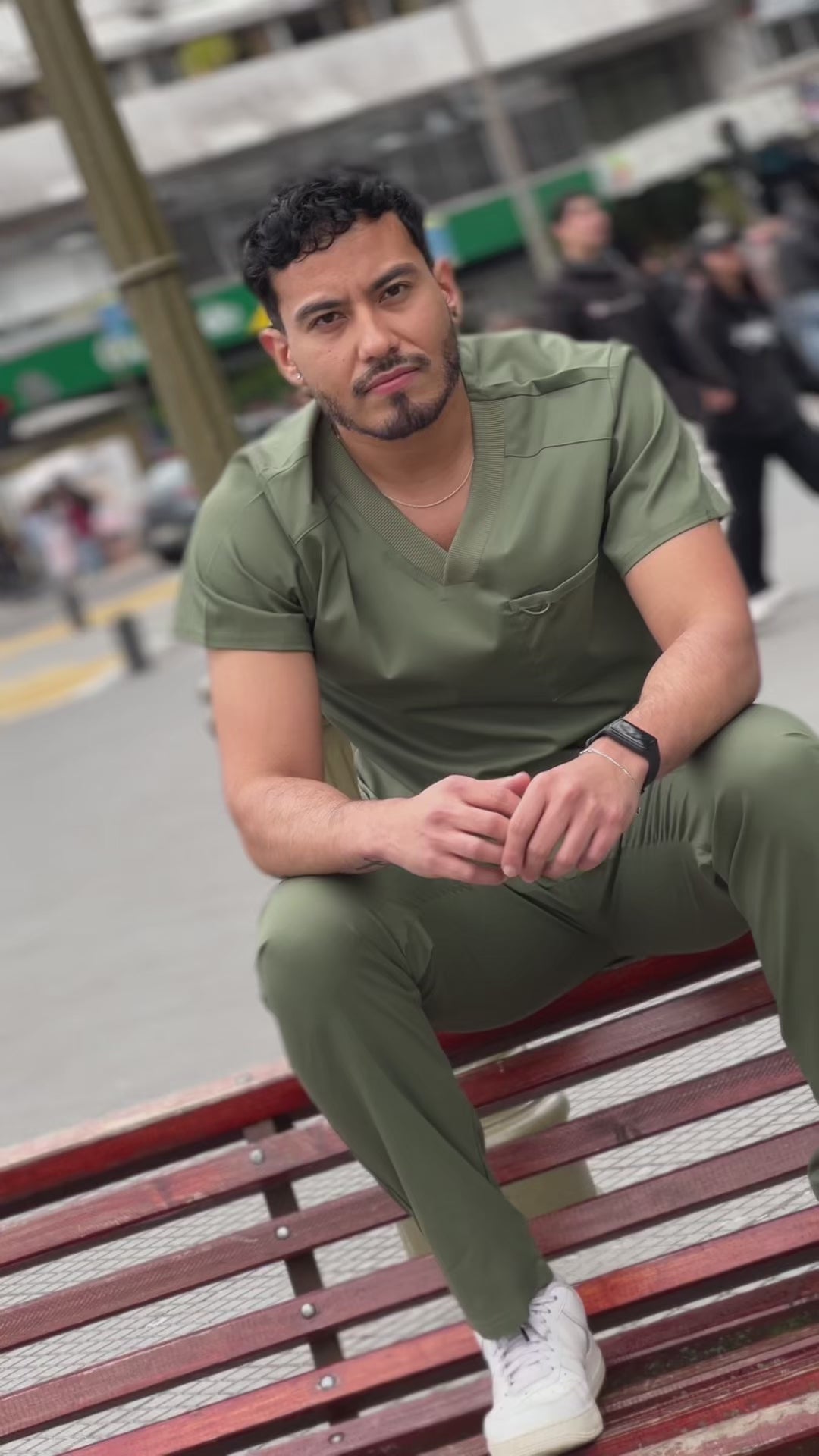Polera Clínica Hombre Proflex LT109 Olivo